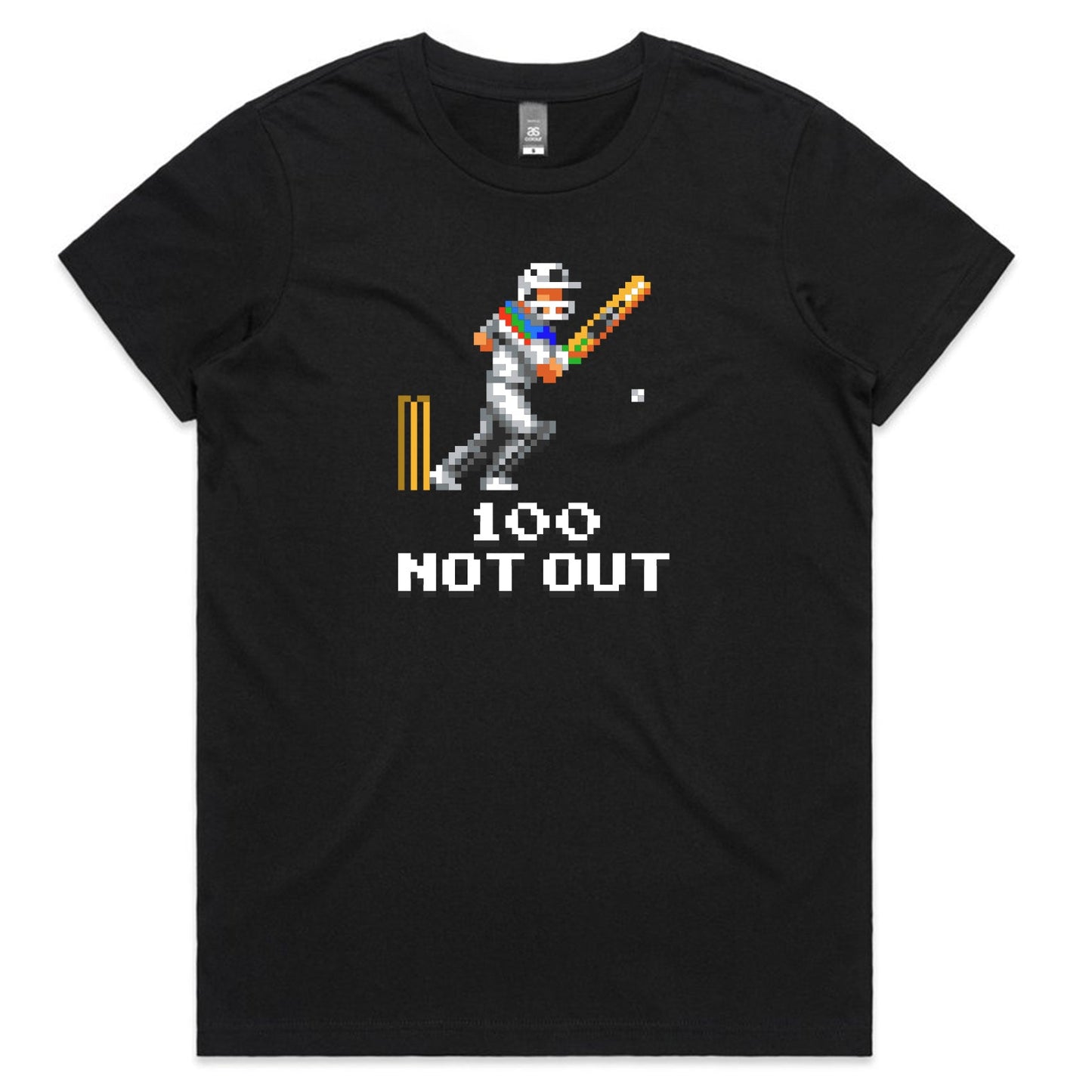 100 Not Out cricket black t-shirt womens