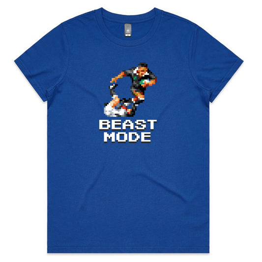 Beast Mode rugby blue t-shirt womens