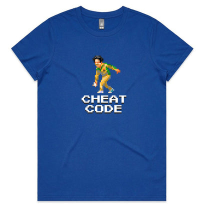 Cheat Code cricket blue t-shirt womens