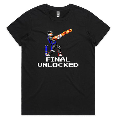 Final Unlocked cricket black t-shirt womens