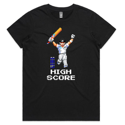 High Score cricket black t-shirt womens