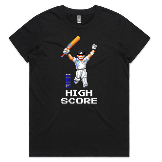 High Score cricket black t-shirt womens