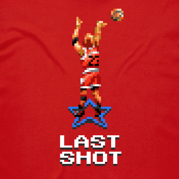 Last Shot Basketball red t-shirt artwork