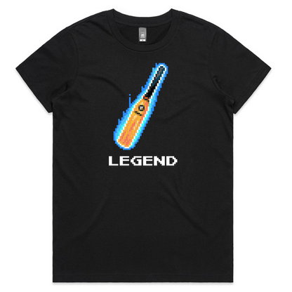 Legend cricket black t-shirt womens