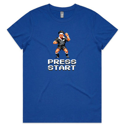 Press Start rugby blue t-shirt womens