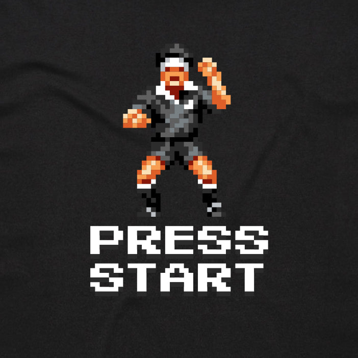 Press Start rugby black t-shirt design