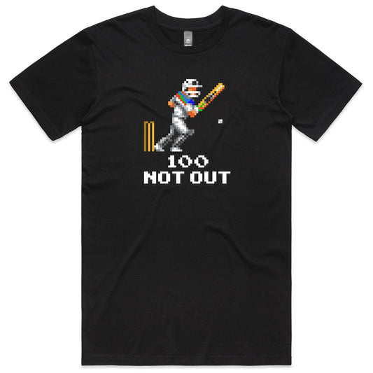 100 Not Out cricket black t-shirt mens