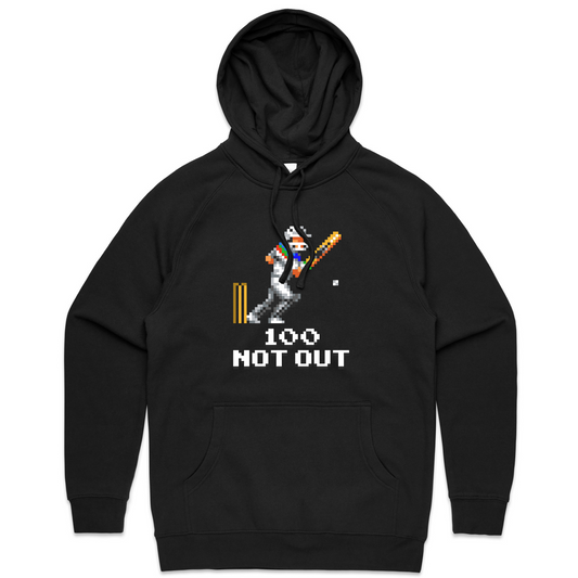 100 Not Out cricket black hoodie
