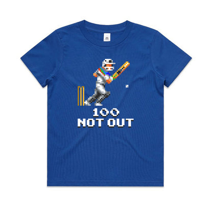100 Not Out cricket blue t-shirt kids