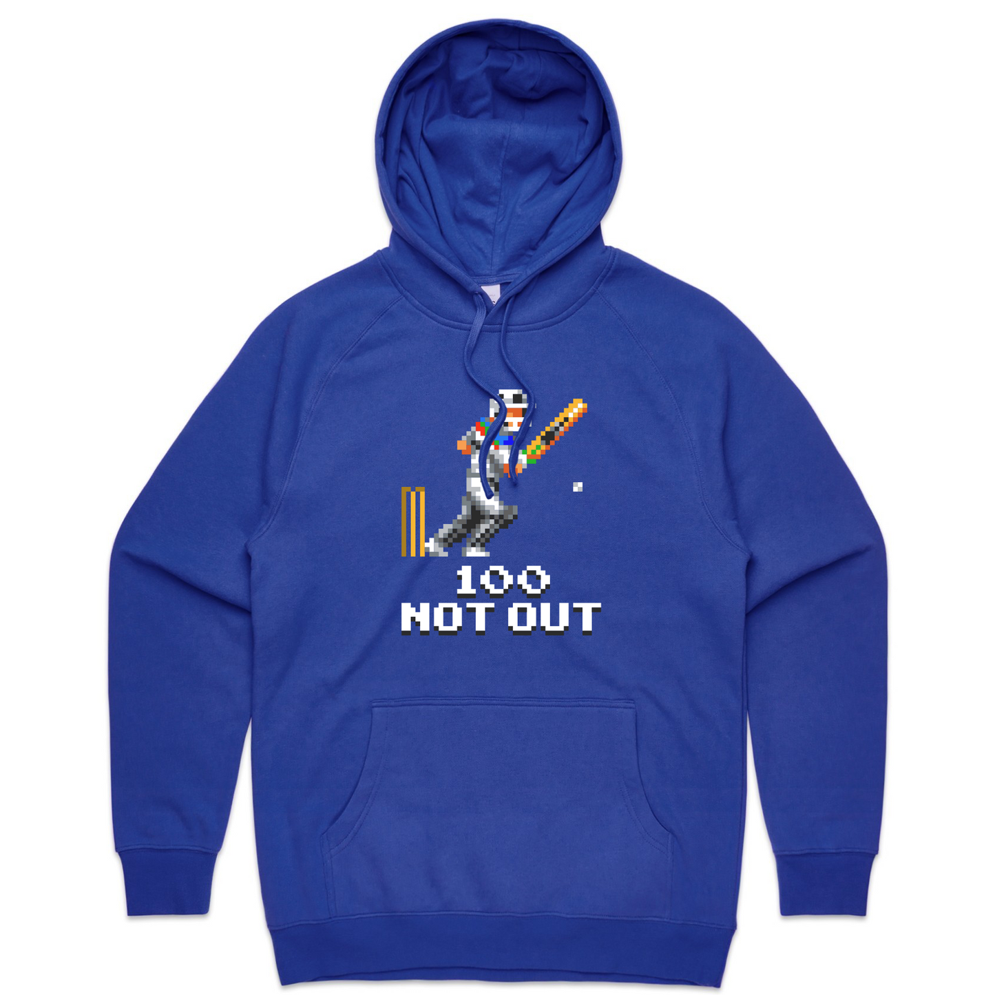 100 Not Out cricket blue hoodie