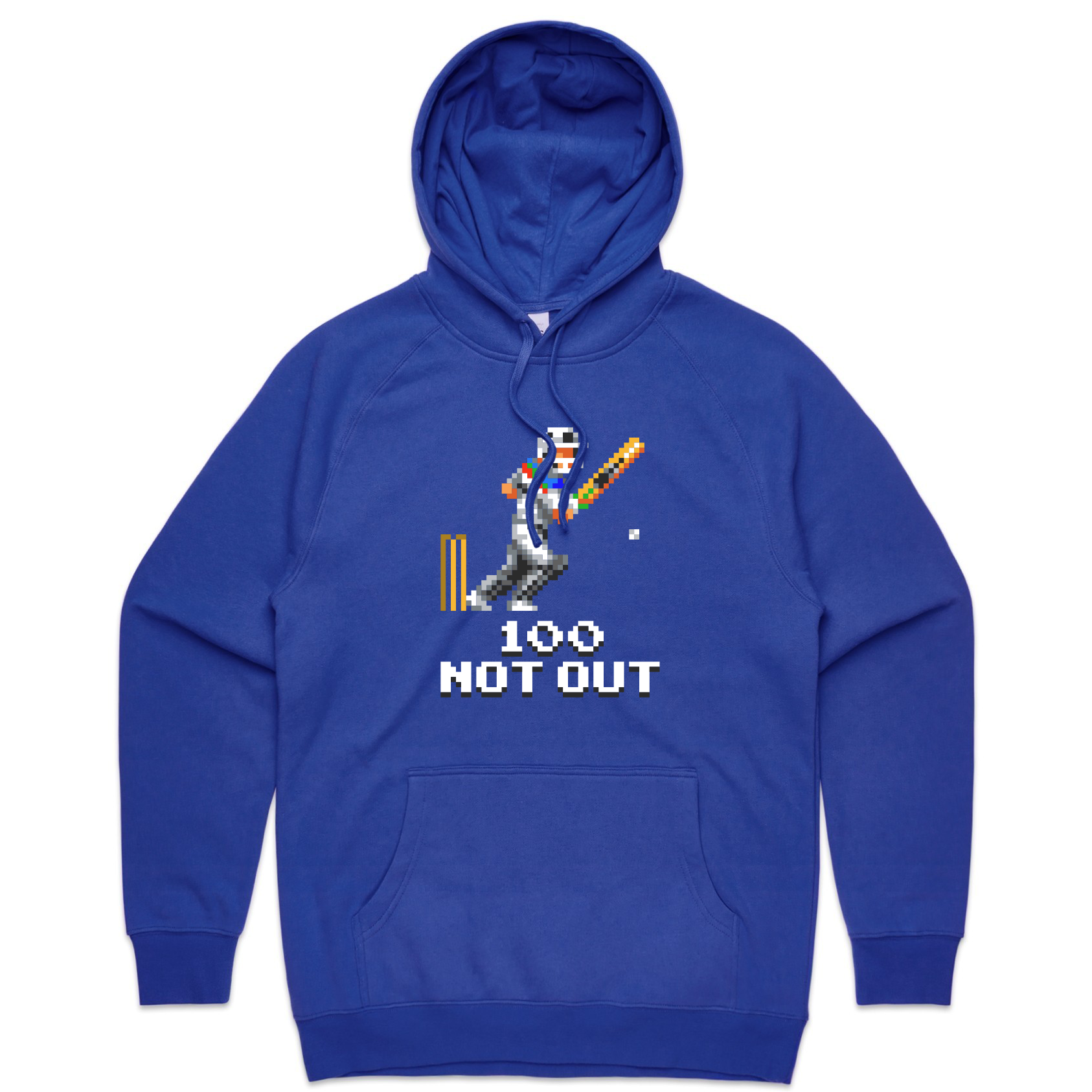 100 Not Out cricket blue hoodie