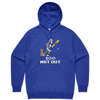 100 Not Out cricket blue hoodie