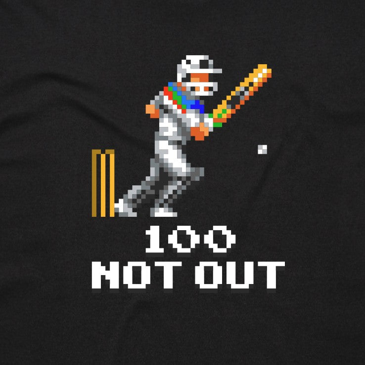 100 Not Out cricket black t-shirt design