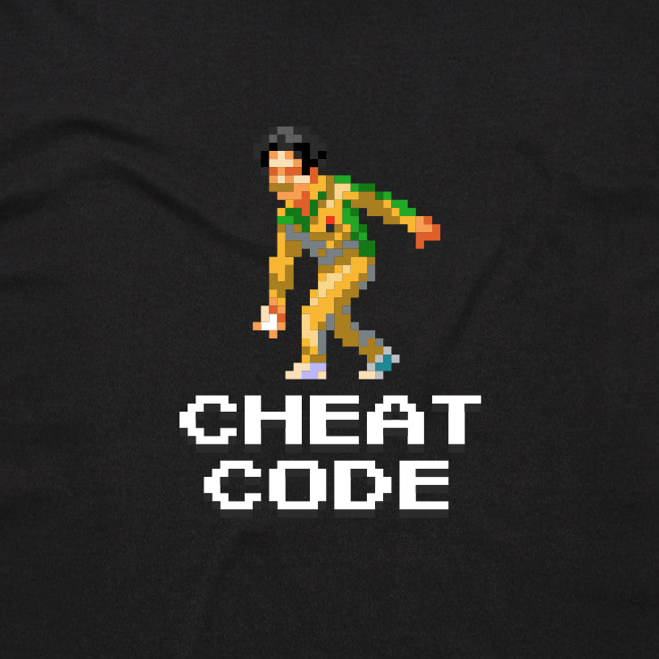 Cheat Code cricket black t-shirt design