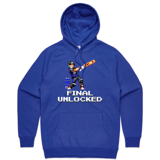 Final Unlocked cricket blue hoodie