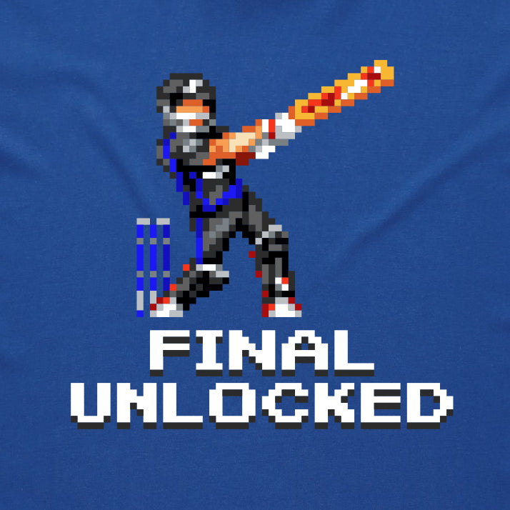 Final Unlocked cricket blue hoodie design