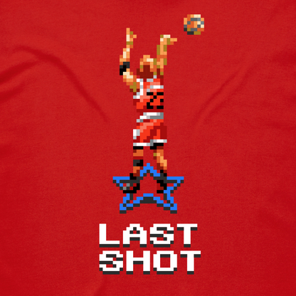 Last Shot Basketball red t-shirt artwork