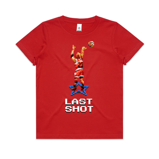 Last Shot basketball red t-shirt kids