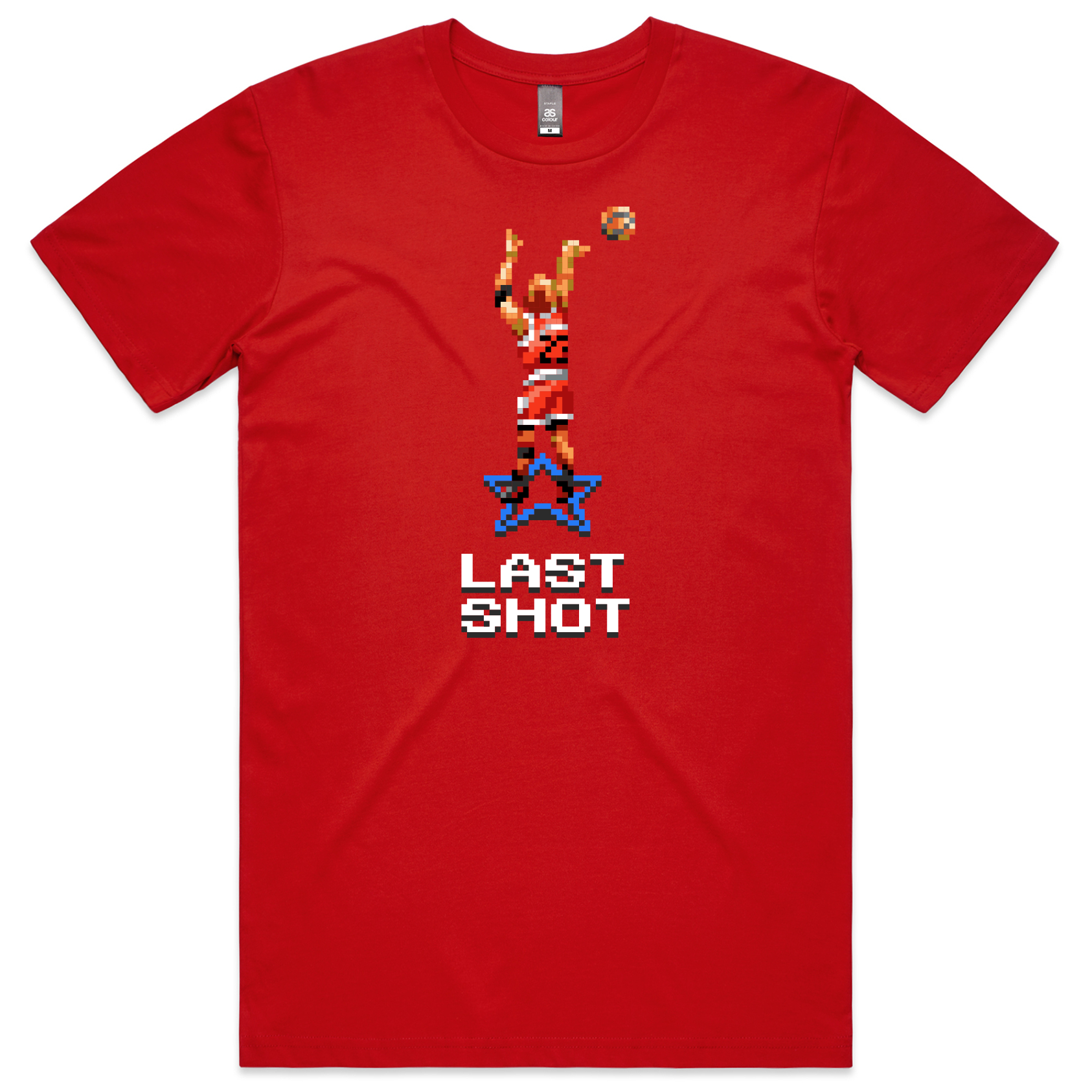 Last Shot Basketball red t-shirt mens