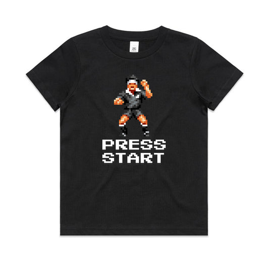 Press Start rugby black t-shirt kids