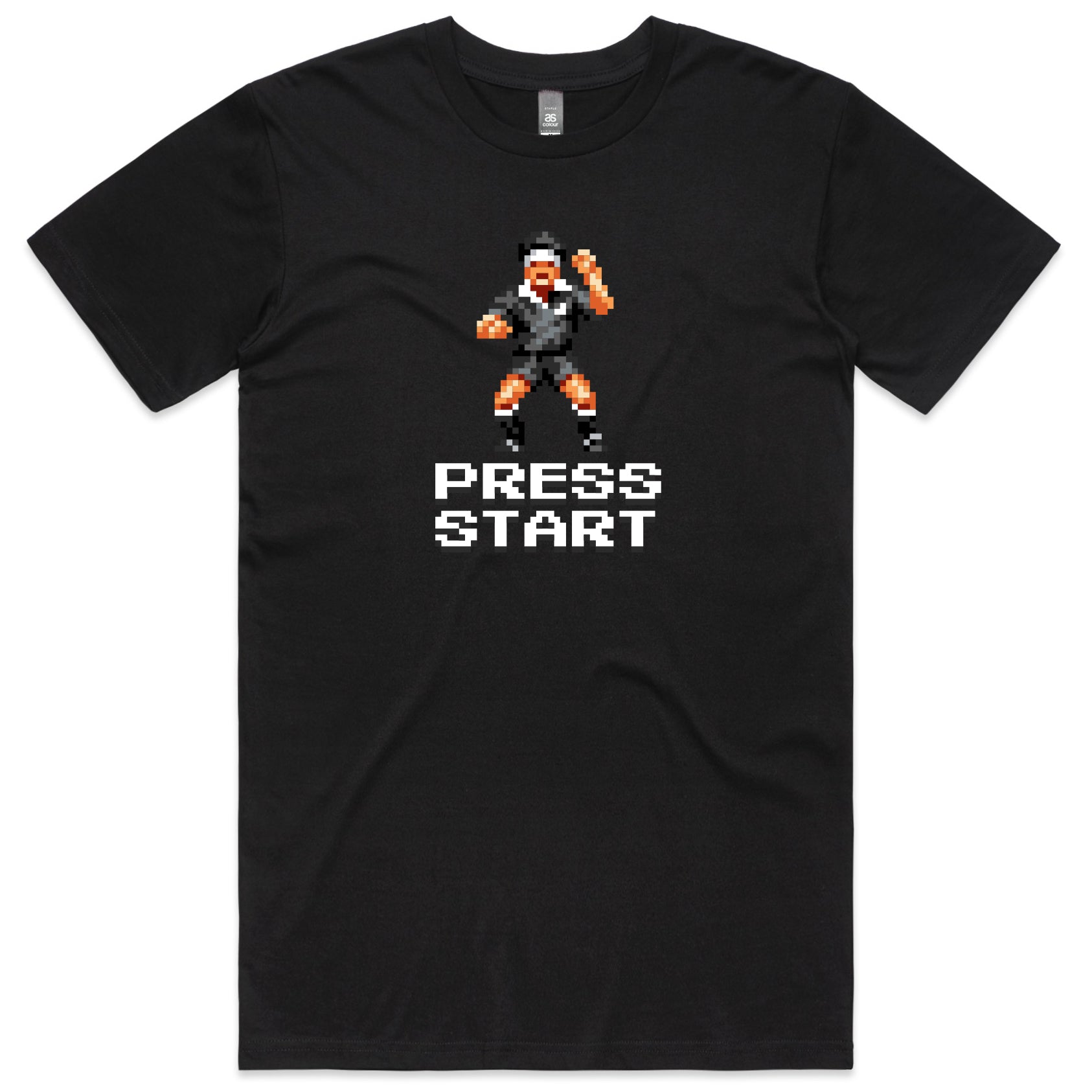 Press Start rugby black t-shirt mens