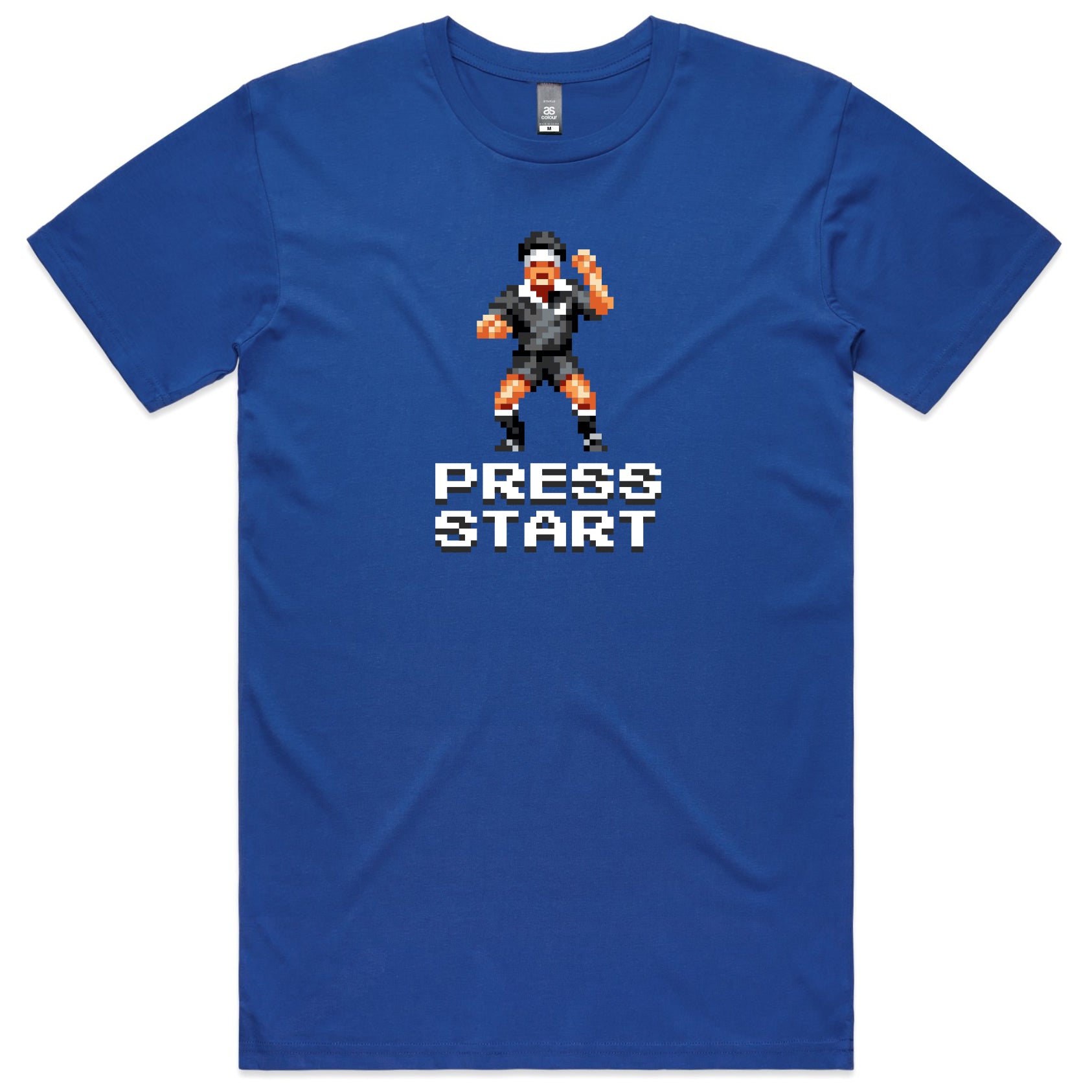 Press Start rugby blue t-shirt mens