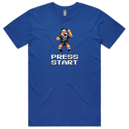 Press Start rugby blue t-shirt mens