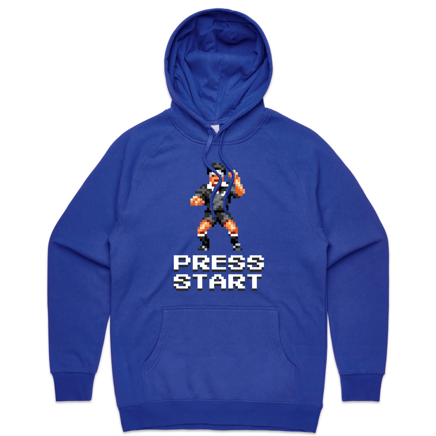 Press Start rugby blue hoodie